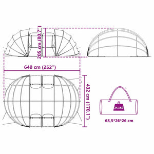 Poolzelt Kuppel Transparent 640x432x205cm