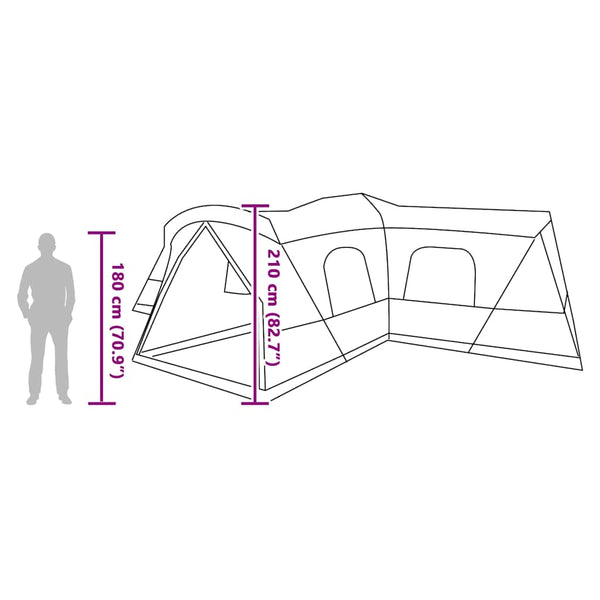 16-Personen-Zelt mit Dach, Grün