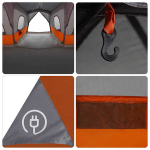 vidaXL Tente pour 16 personnes Gris et orange 680 x 510 x 210 cm