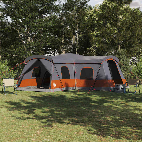 vidaXL Tente pour 16 personnes Gris et orange 680 x 510 x 210 cm