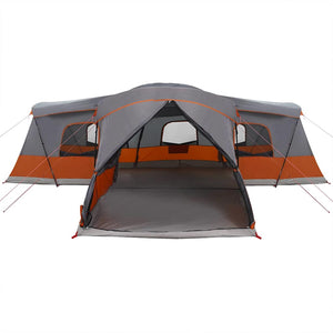 vidaXL Tente pour 16 personnes Gris et orange 680 x 510 x 210 cm