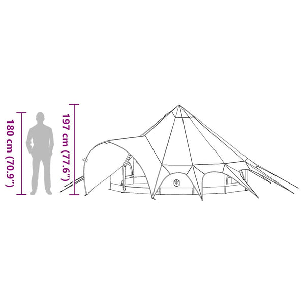 3-Personen Teepee Zelt Grau/Orange