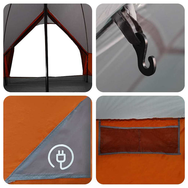 Tipi Zelt für 5 Personen, Grau & Orange