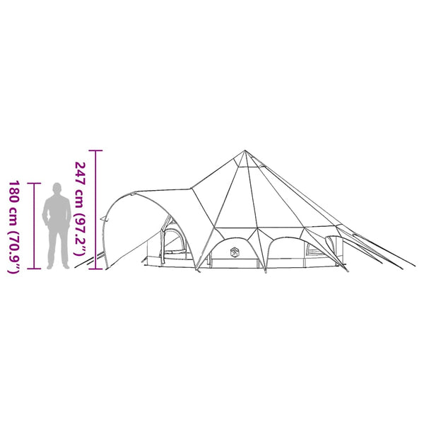 Tipi Zelt für 5 Personen, Grau & Orange