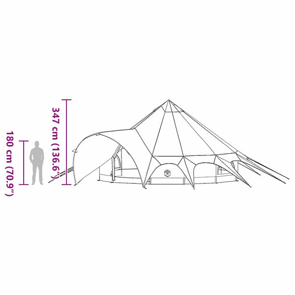 Tipi Zelt für 7 Personen, Grün/Grau, 600cm