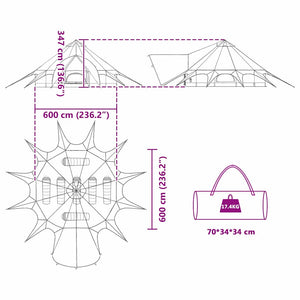 Tipi Zelt für 7 Personen, Blau/Grau
