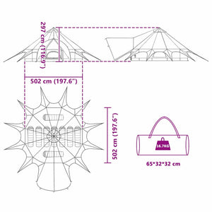Tipi Zelt für 9 Personen, Grün/Grau