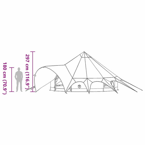 Tipi Zelt für 9 Personen, Grau/Orange