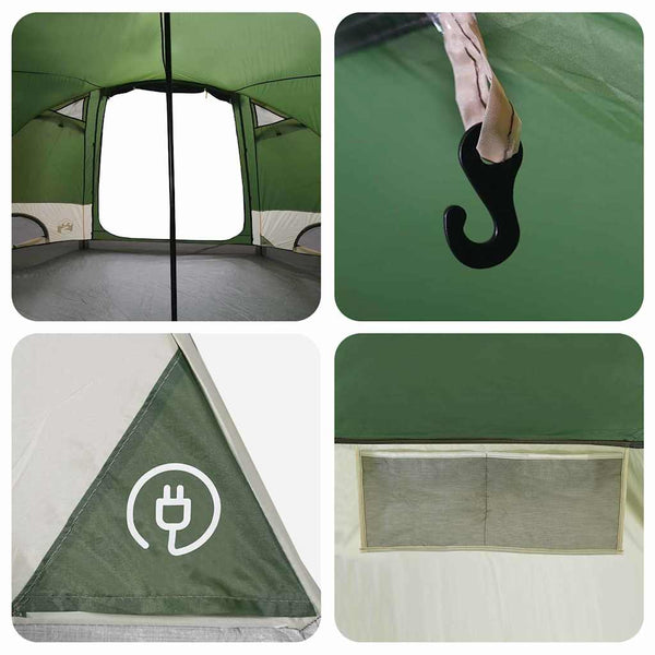 4-Personen Dome Zelt mit Dach, Grün