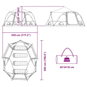 4-Personen Dome Zelt mit Dach - Blau