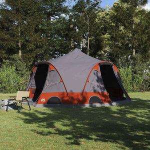 4-Personen Dome Zelt Grau/Orange