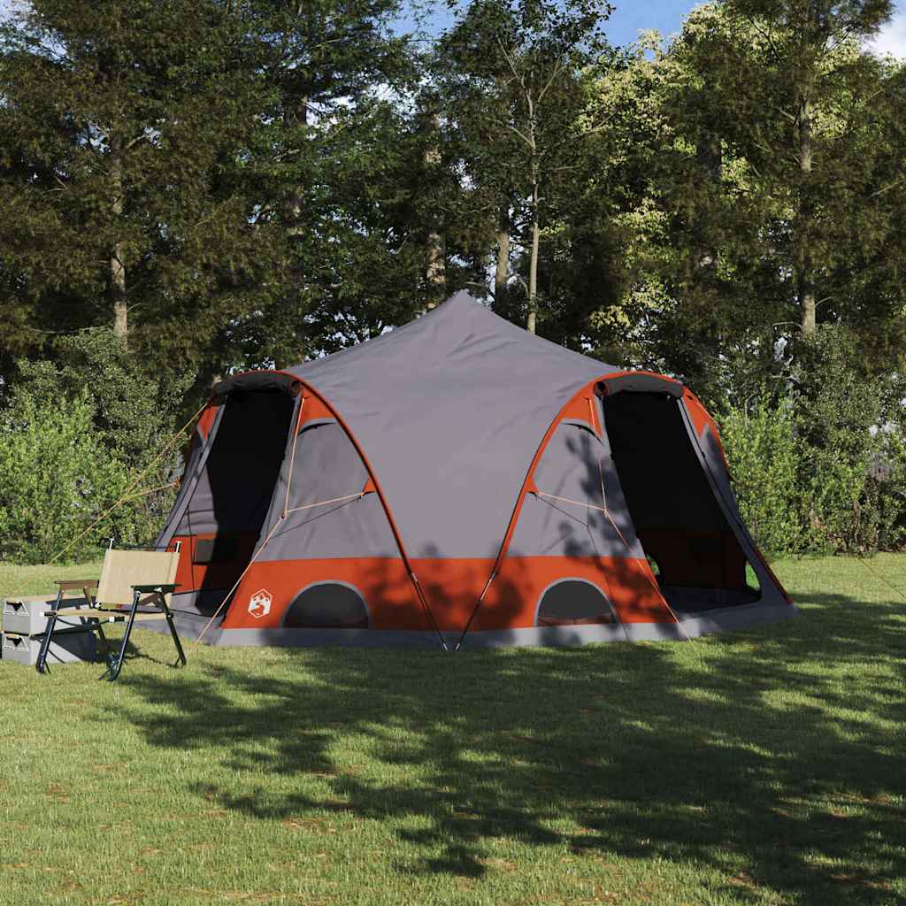 4-Personen Dome Zelt Grau/Orange