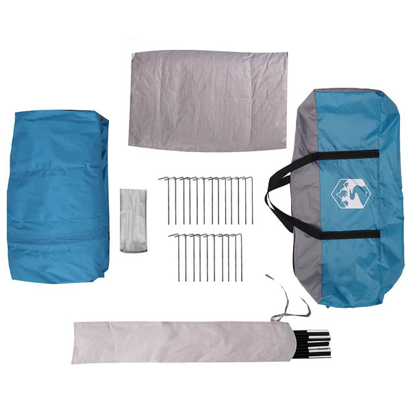 6-Personen-Zelt mit Vordach, Blau