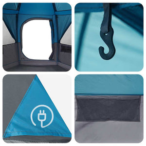 6-Personen-Zelt mit Vordach, Blau