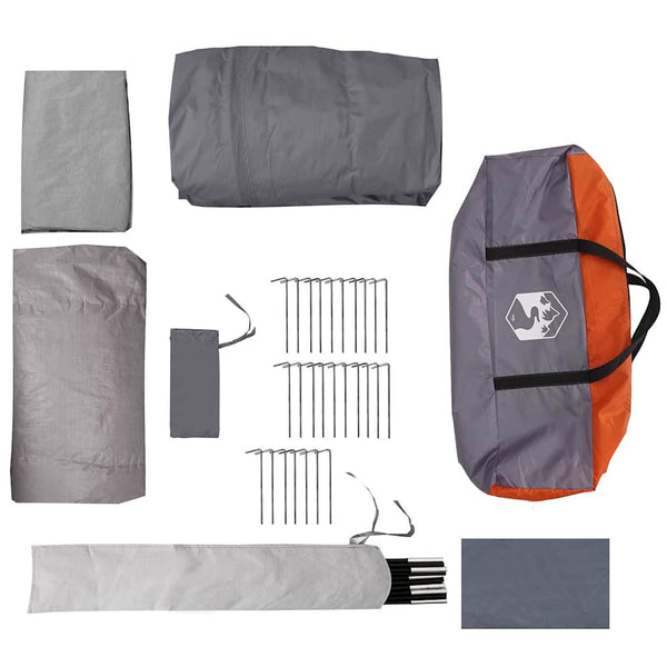 4-Personen Tunnelzelt, Grau & Orange
