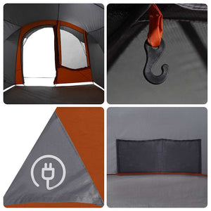 4-Personen Tunnelzelt, Grau & Orange