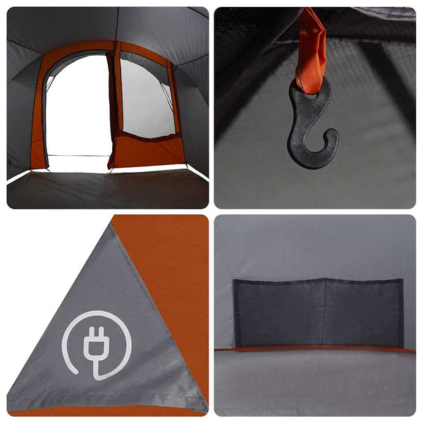 4-Personen Tunnelzelt, Grau & Orange