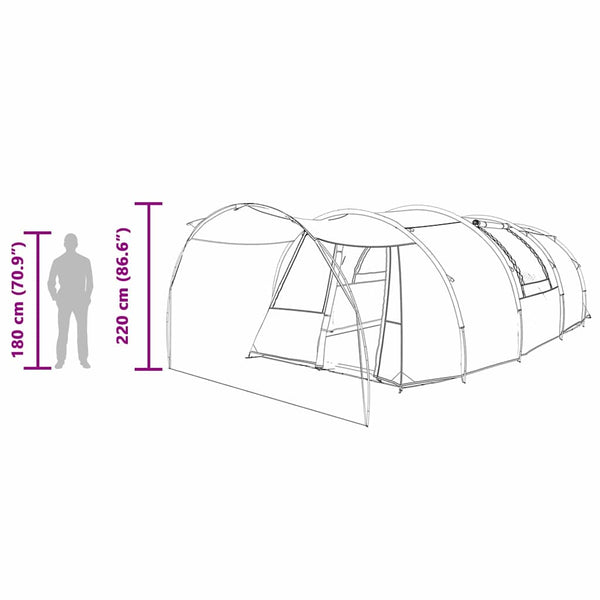 4-Personen Tunnelzelt, Grau & Orange