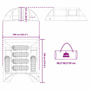 Tunnelzelt für 6 Personen, Grün/Weiß