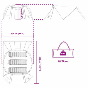 3-Personen Tunnelzelt Blau/Grau