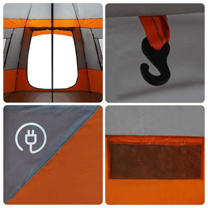12-Personen Kabinenzelt, Grau/Orange, 500x500x294cm