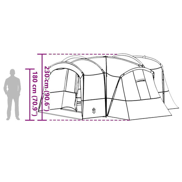 vidaXL Tente familiale pour 12 personnes vert et blanc 760 x 645 x 230 cm