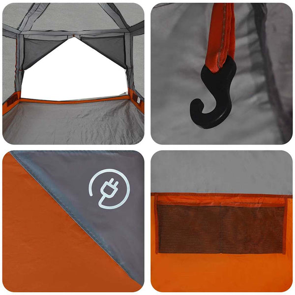 7-Personen Innenzelt Grau/Orange 300x300x250cm