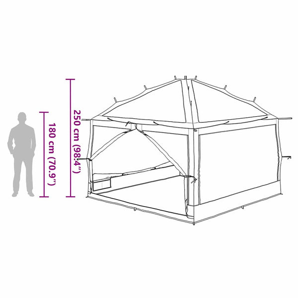 7-Personen Innenzelt Grau/Orange 300x300x250cm