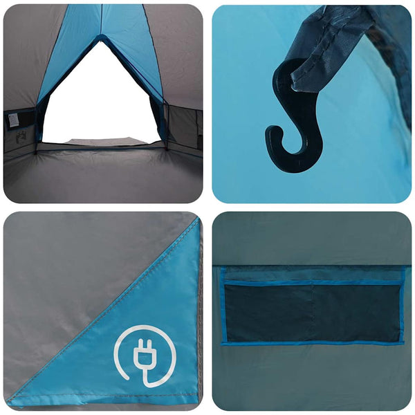 Tipi Zelt für 10 Personen, Blau/Grau