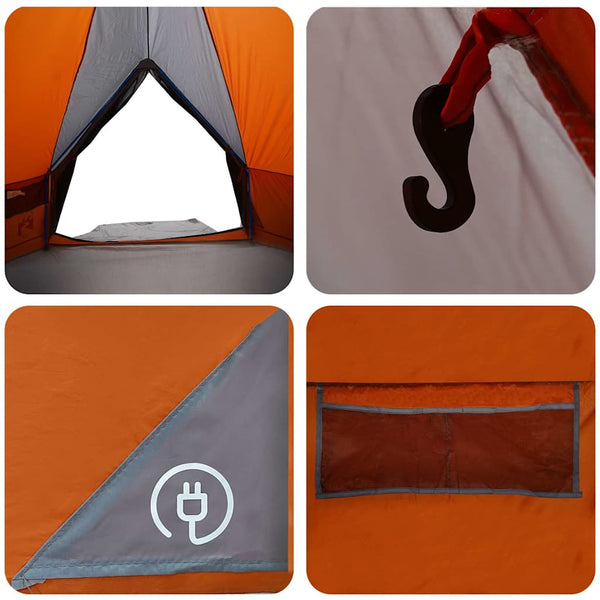 Tipi Zelt 10 Personen Grau/Orange