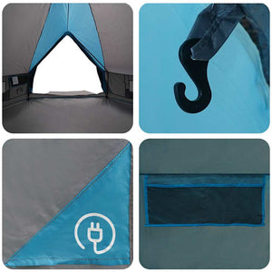 Tente tipi vidaXL pour 8 personnes Bleu et gris 490 x 410 x 210 cm
