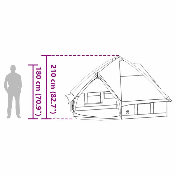 Tente tipi vidaXL pour 8 personnes Bleu et gris 490 x 410 x 210 cm