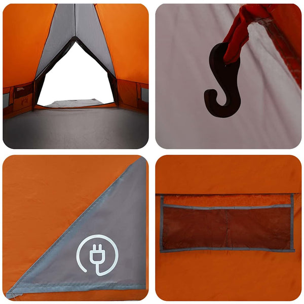 vidaXL 8-Person Teepee Tent Grey and Orange 490 x 410 x 210 cm