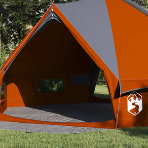 vidaXL 8-Person Teepee Tent Grey and Orange 490 x 410 x 210 cm