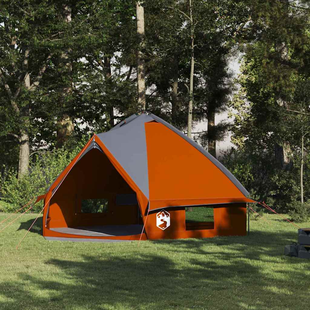 vidaXL 8-Person Teepee Tent Grey and Orange 490 x 410 x 210 cm