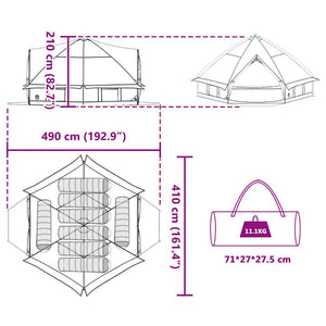 vidaXL 8-Person Teepee Tent Grey and Orange 490 x 410 x 210 cm