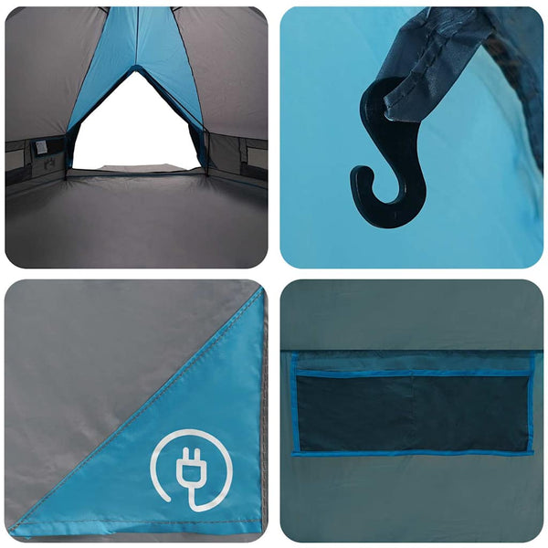 Tipi Zelt für 6 Personen, Blau/Grau