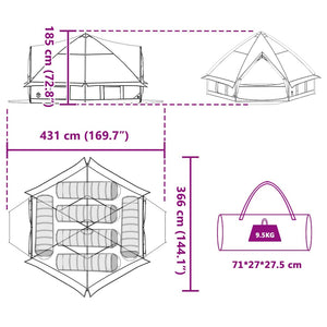 Tipi Zelt für 6 Personen Grau/Orange