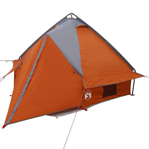 vidaXL Tente tipi 4 personnes gris et orange 388 x 320 x 169 cm