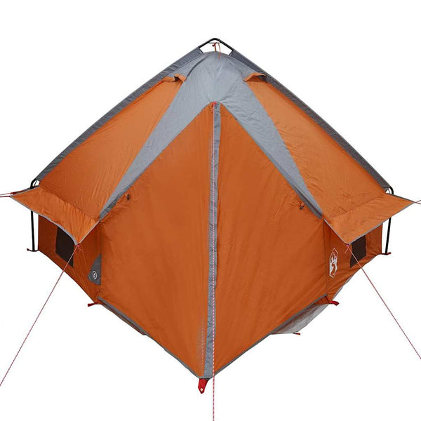 vidaXL Tente tipi 4 personnes gris et orange 388 x 320 x 169 cm