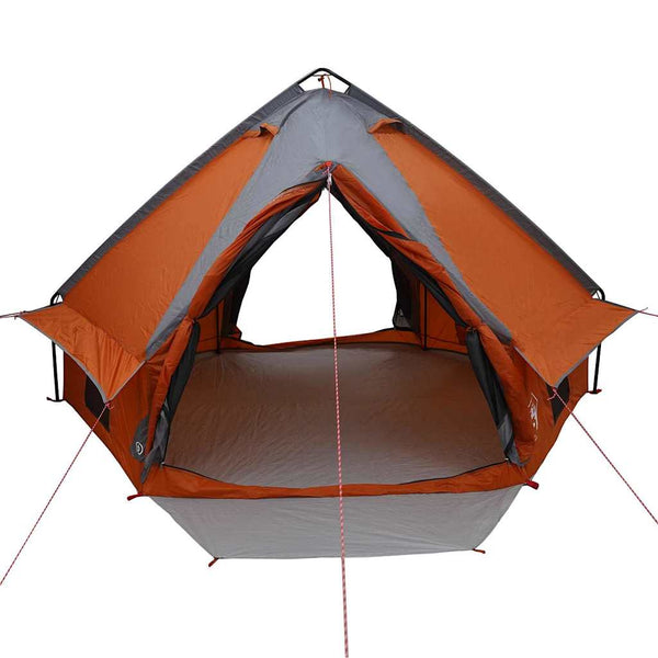 vidaXL Tente tipi 4 personnes gris et orange 388 x 320 x 169 cm