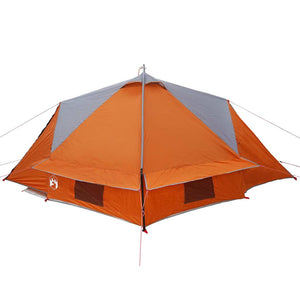 vidaXL Tente tipi 4 personnes gris et orange 388 x 320 x 169 cm
