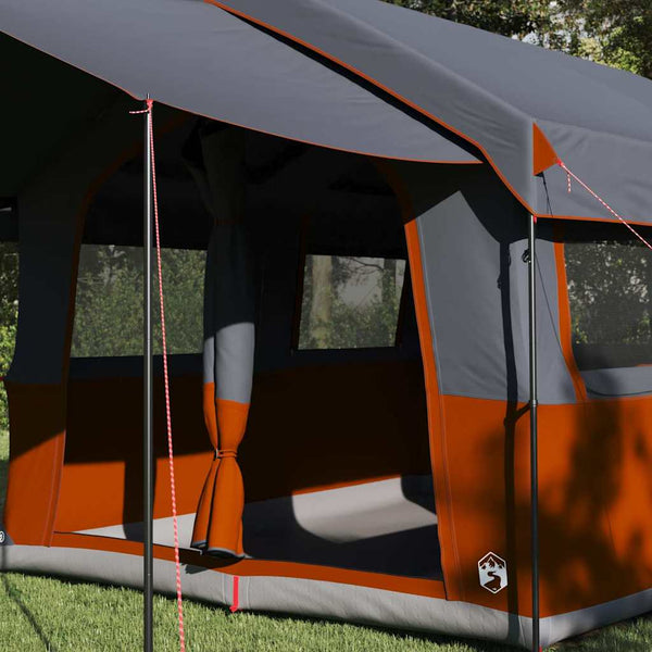 vidaXL Tente familiale pour 4 personnes gris et orange 324 x 255 x 230 cm