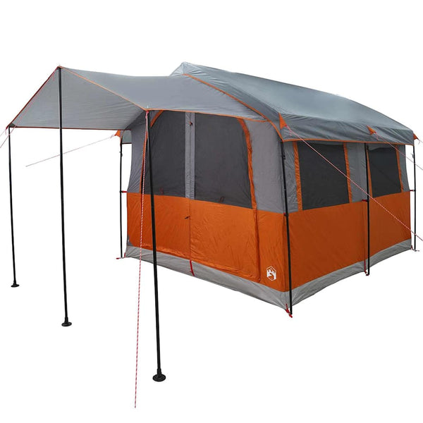 vidaXL Tente familiale pour 4 personnes gris et orange 324 x 255 x 230 cm