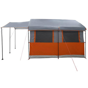 vidaXL Tente familiale pour 4 personnes gris et orange 324 x 255 x 230 cm
