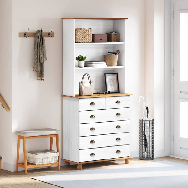 Weißer Kiefernholz Hutch, 91 cm