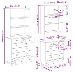 Weißer Kiefernholz Hutch, 91 cm