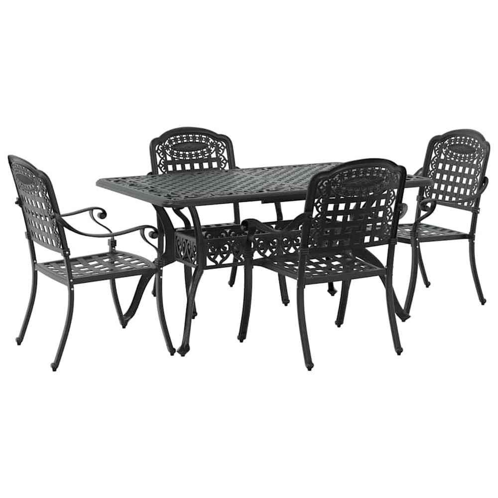vidaXL Salon de jardin 5 pcs Noir Aluminium