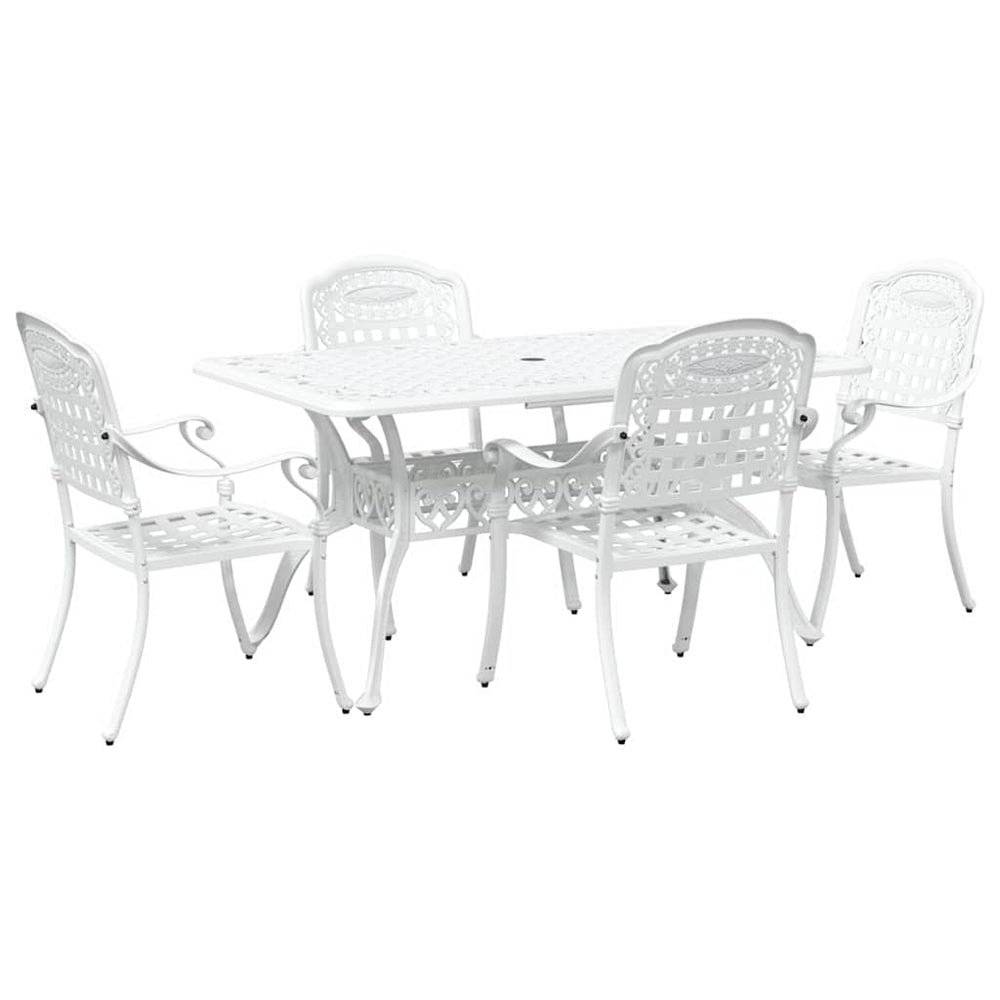 vidaXL Salon de jardin 5 pcs Blanc Aluminium