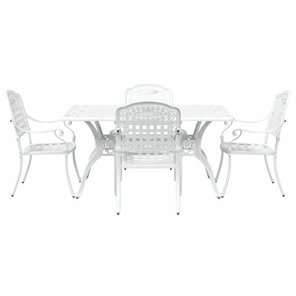 Weiße Aluminium Garten Essgruppe 5-teilig